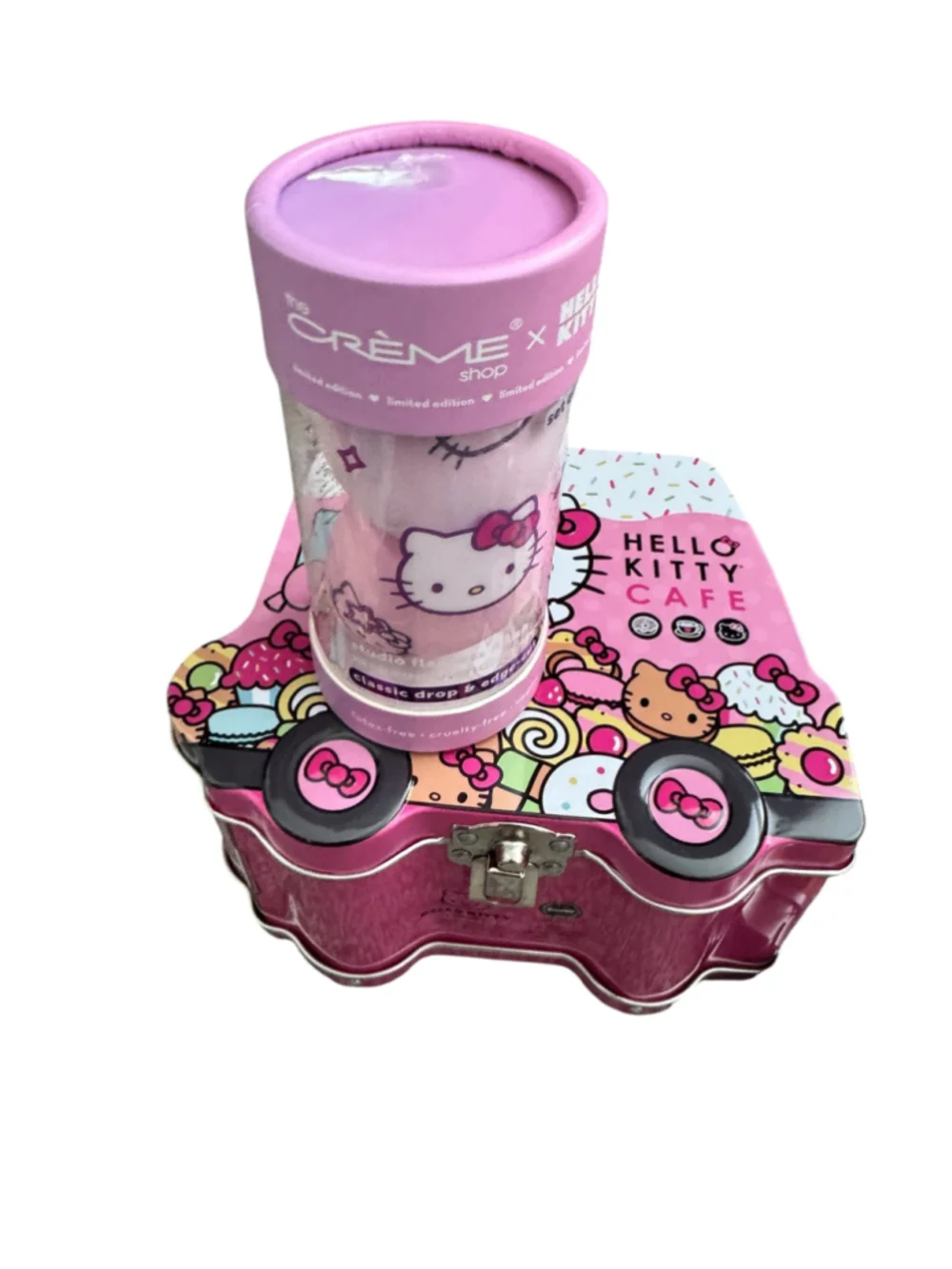 Hello Kitty Makeup Sponge, Lip Oil, Tin Case and Key Chain